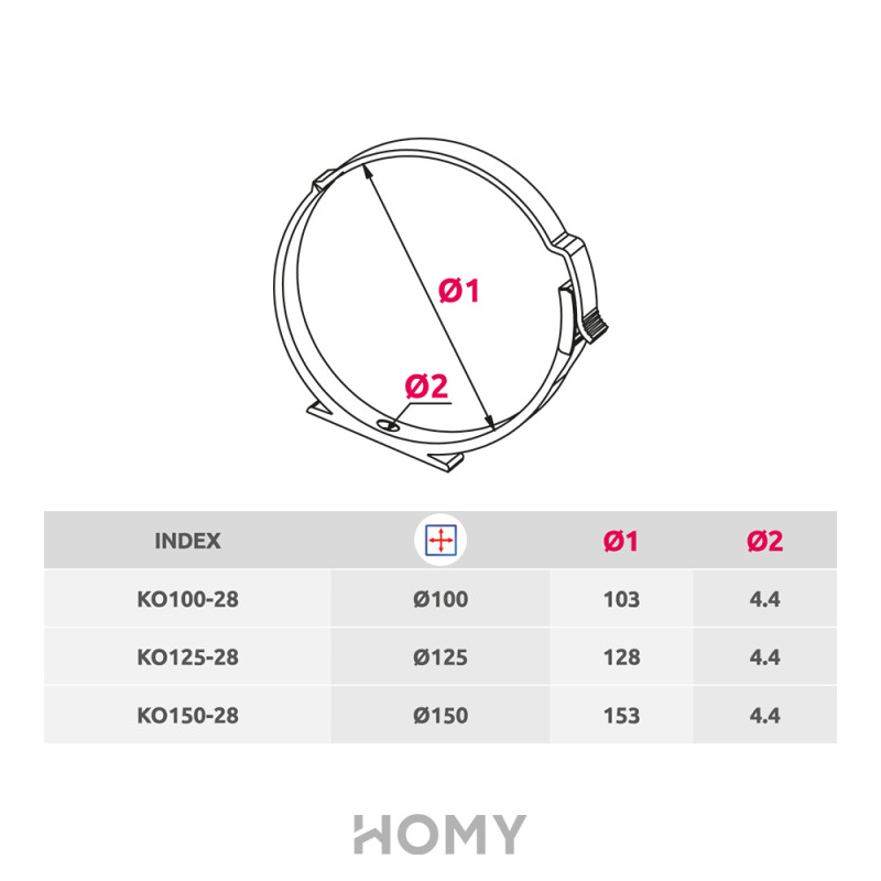 Держатель канала Awenta KO125-28 (d125) размер