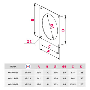 Настенная накладка Awenta KO125-27 (d125) размер