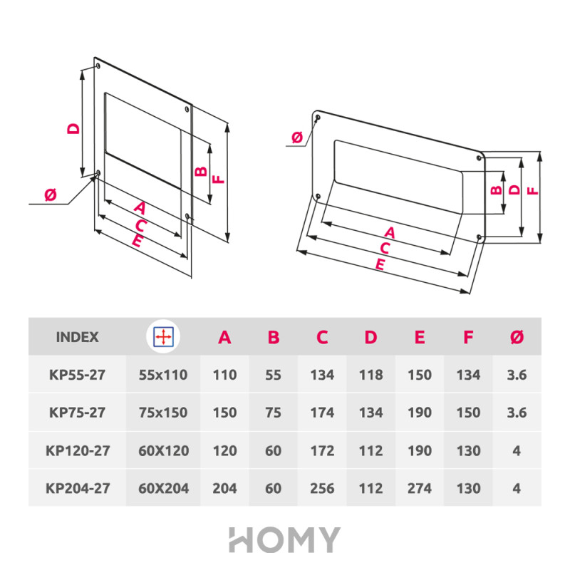 Настенная накладка Awenta KP55-27 (55x110) размер