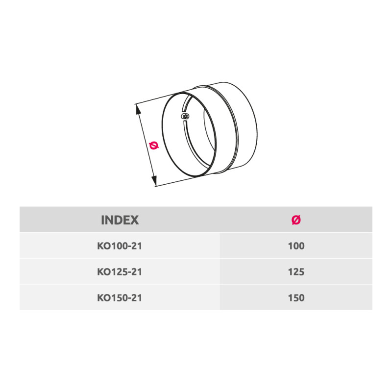 Соединитель каналов прямой Awenta KO100-21 (d100) размер