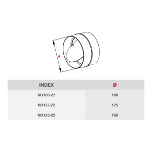 Соединитель каналов прямой с обратным клапаном Awenta KO100-22 (d100) размер