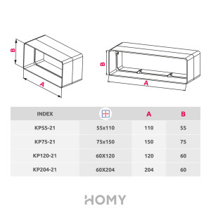 Соединитель каналов прямой Awenta KP75-21 (75x150) размер