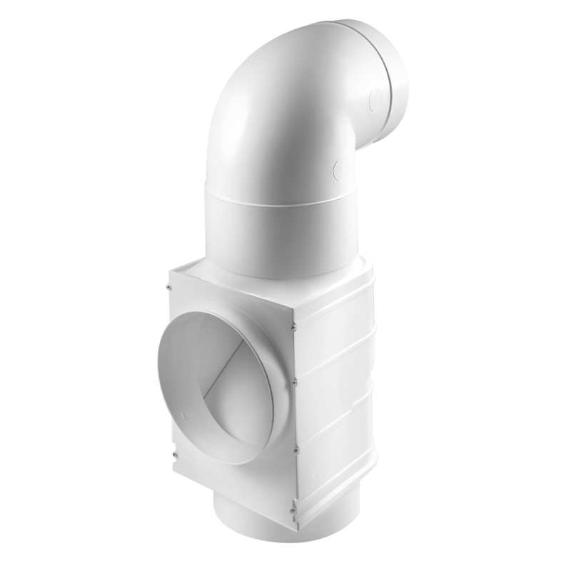 Соединитель каналов эконом поворотный для принудительной и естественной вентиляций Awenta AW100 (d100) сбоку