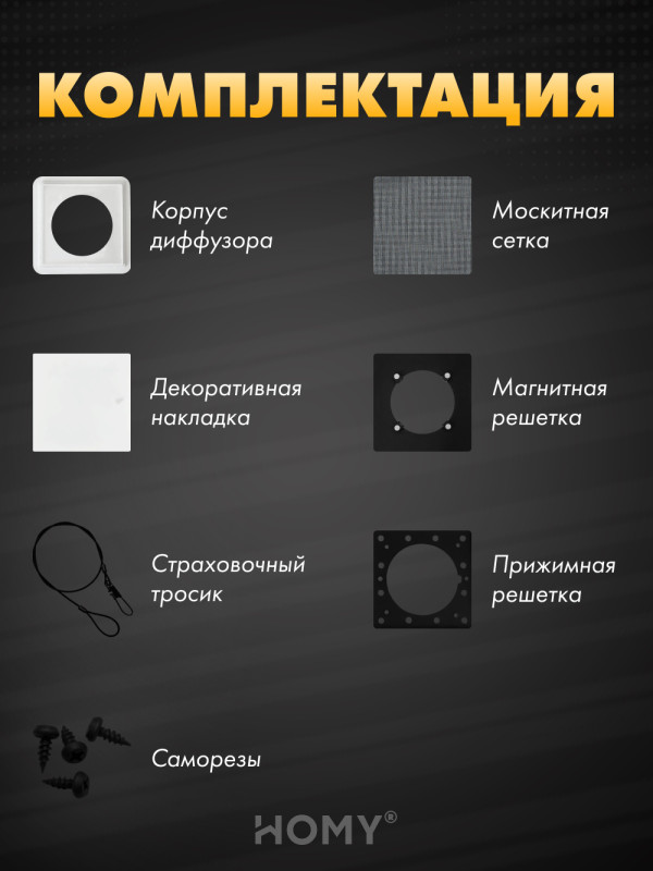 Вентиляционная решетка теневая HOMY AIR Квадратный AS100W (15x15) белая комплектация