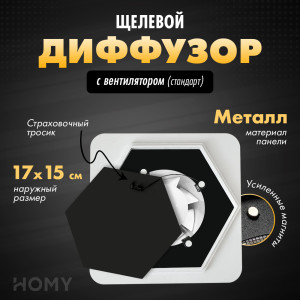 Щелевой диффузор с вентилятором HOMY AIR Гексагон AIR017 (d150) черный