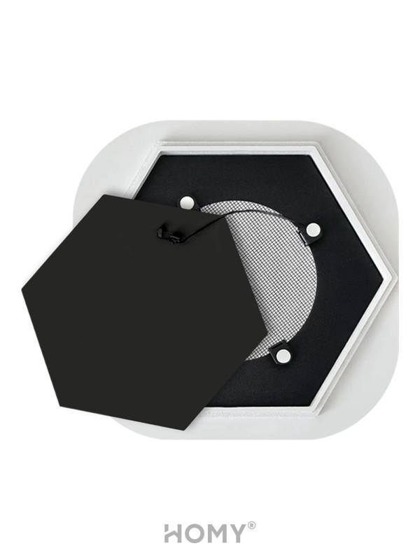 Вентиляционная решетка теневая с вентилятором с таймером HOMY AIR Гексагон AH100BT (17x15) черная спереди