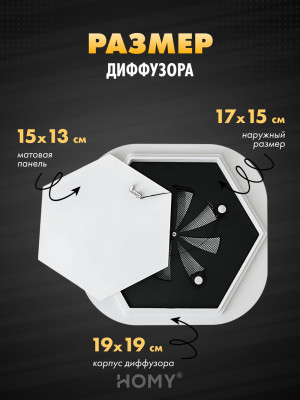Вентиляционная решетка теневая с регулировкой воздуха HOMY AIR Гексагон AH100WR (17x15) белая размер