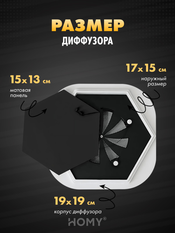 Вентиляционная решетка теневая с регулировкой воздуха HOMY AIR Гексагон AH100BR (17x15) черная размер