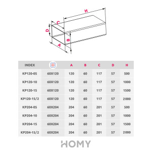 Вентиляционный канал Awenta KP204-10 (60x204) 1 м размер