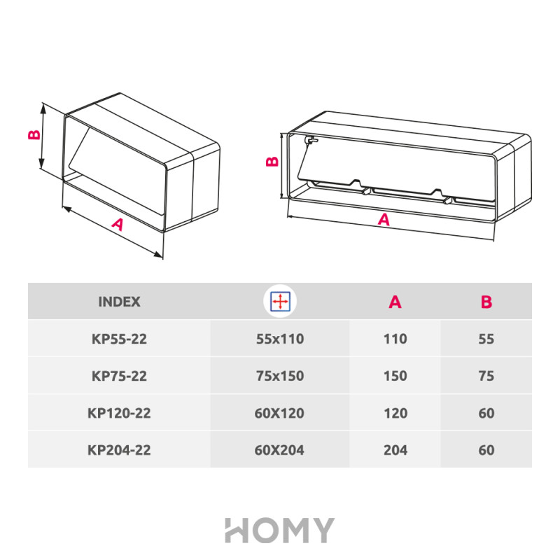 Соединитель каналов прямой с обратным клапаном Awenta KP120-22 (60x120) размер
