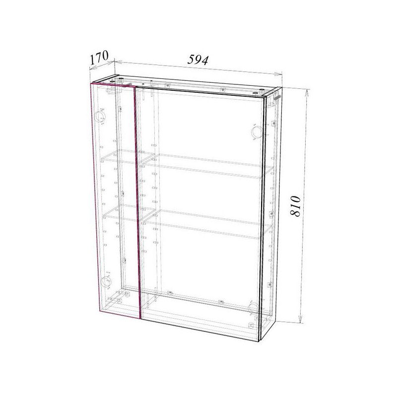 Шкаф с зеркалом Garda 1_600L 01.1.600L схема