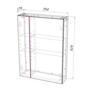 Шкаф с зеркалом Garda 1_600L 01.1.600L схема