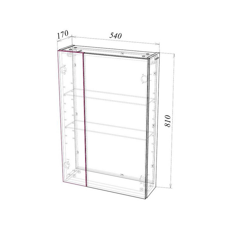 Шкаф с зеркалом Garda 1_550L 01.1.550L схема