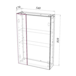Шкаф с зеркалом Garda 1_550L 01.1.550L схема