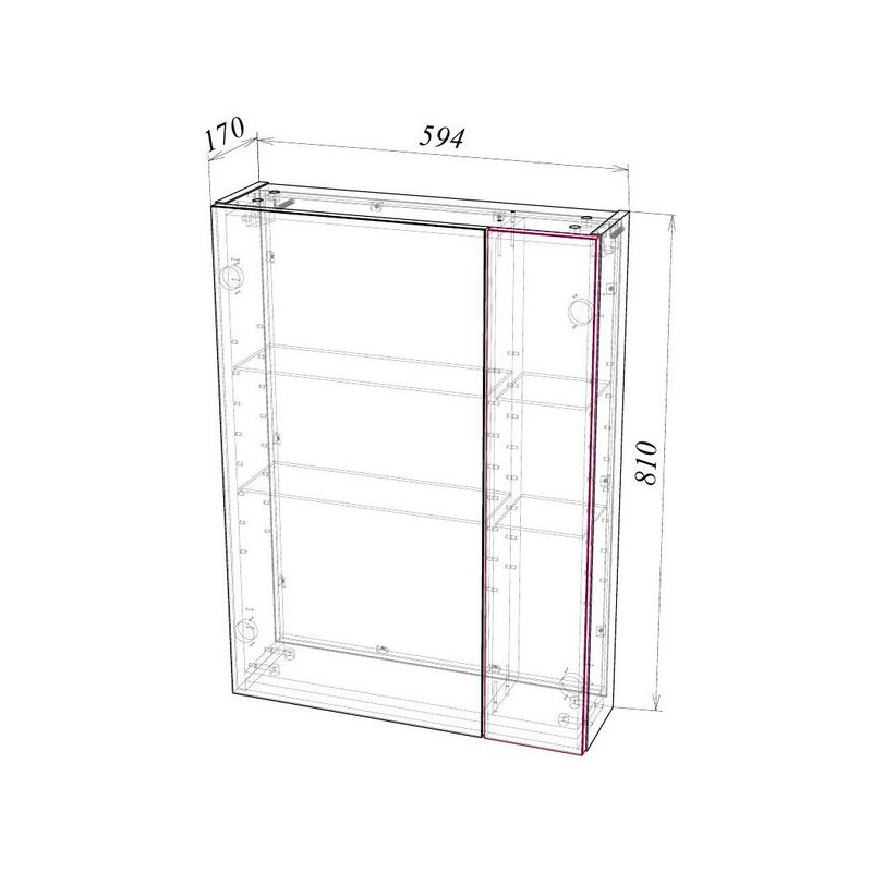 Шкаф с зеркалом Garda 1_600R 01.1.600R схема