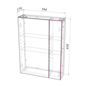 Шкаф с зеркалом Garda 1_600R 01.1.600R схема