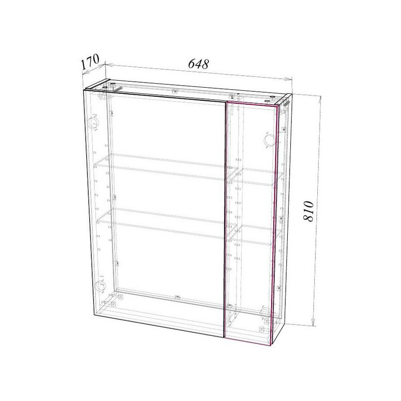 Шкаф с зеркалом Garda 1_650R 01.1.650R схема