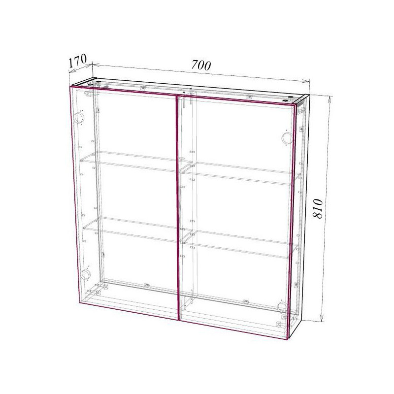 Шкаф с зеркалом Garda 2_700 01.2.700 схема