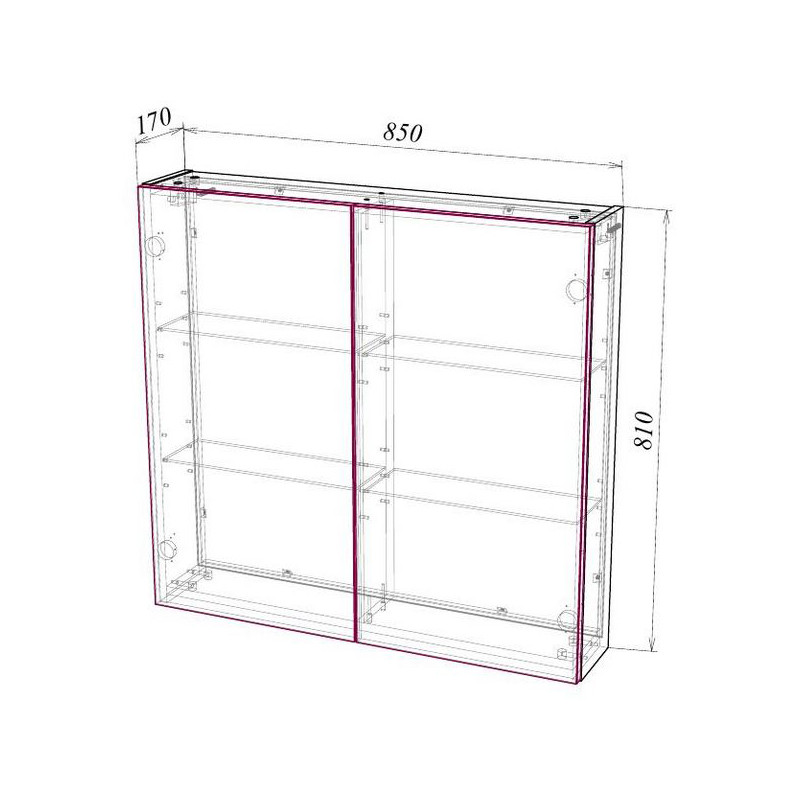 Шкаф с зеркалом Garda 2_850 01.2.850 схема