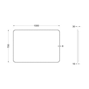 Зеркало Roxen Simon long 100x70 схема