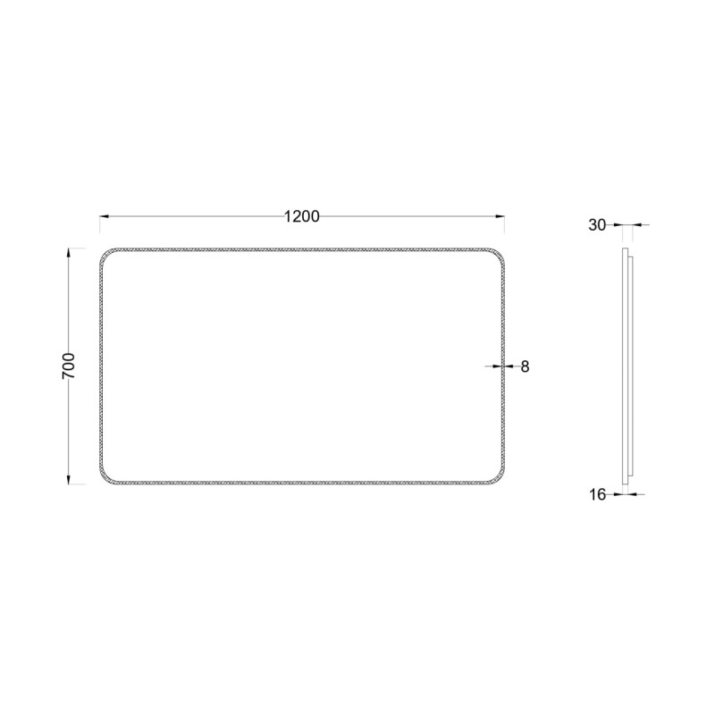 Зеркало Roxen Simon long 120x70 схема