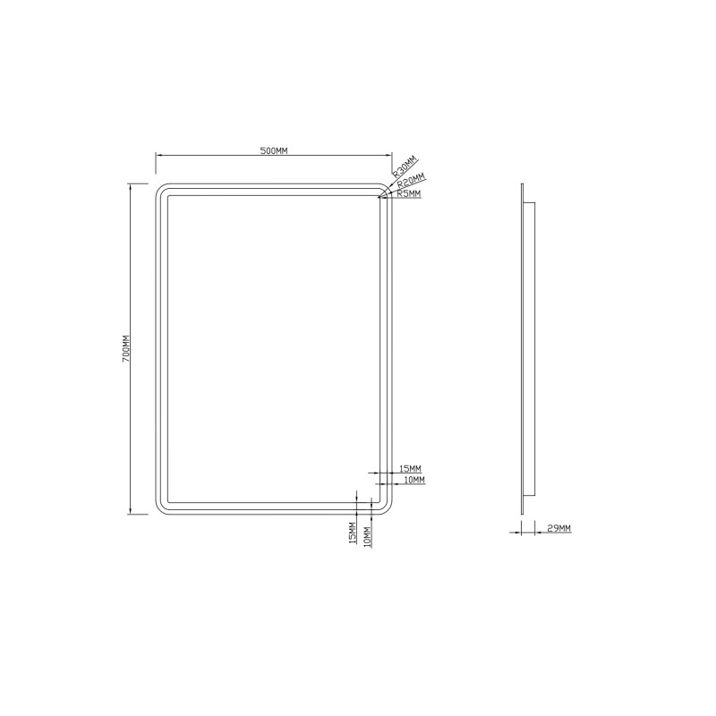 Зеркало Roxen Irida 50x70  схема