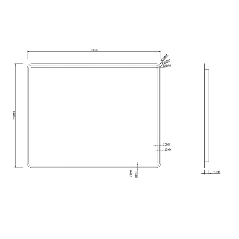 Зеркало Roxen Irida 90x70 (с подогревом) схема