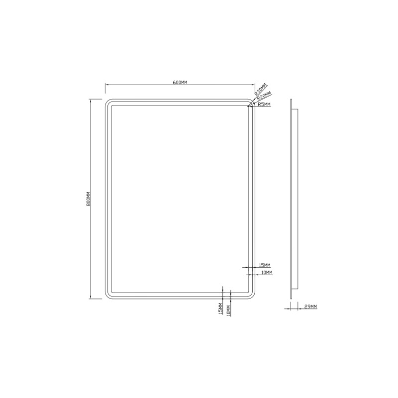 Зеркало Roxen Irida smart touch 60x80 схема