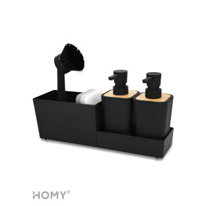 Дозатор жидкого мыла HOMY HARMONY SET HS01 черный сбоку