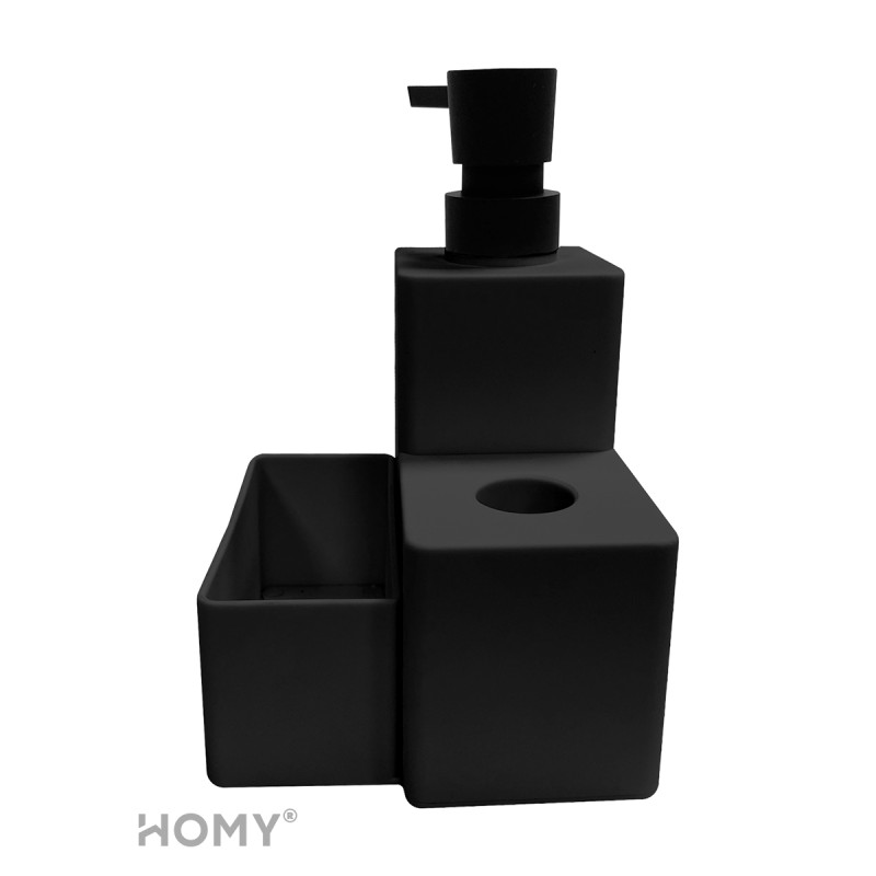 Дозатор жидкого мыла HOMY HARMONY SET HS05 черный сбоку слева