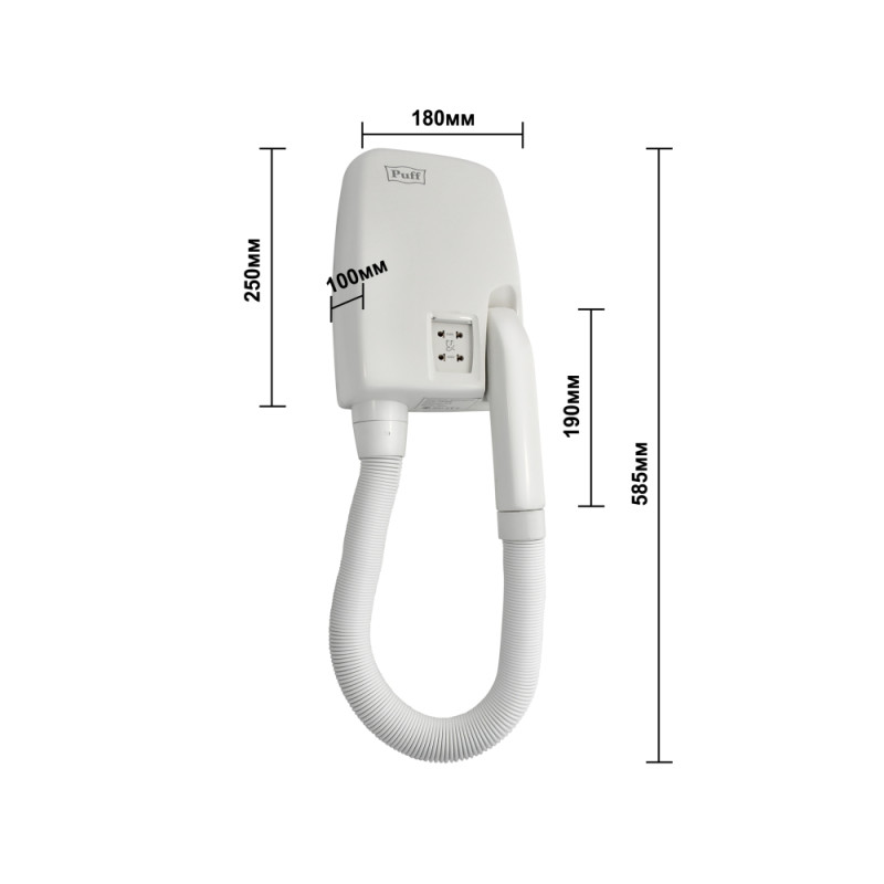 Фен настенный Puff-850B (с розеткой для бритвы) характеристики