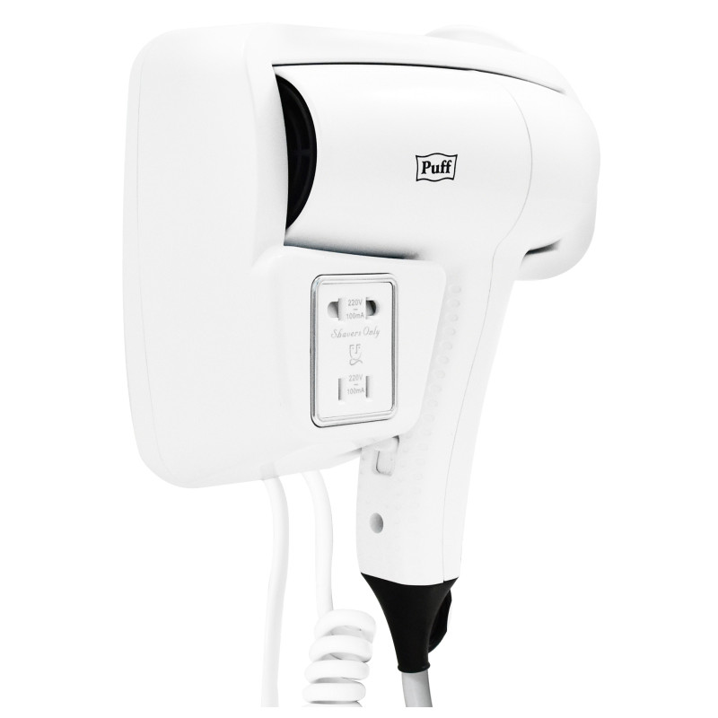 Фен настенный Puff-1201B (с розеткой для бритвы)