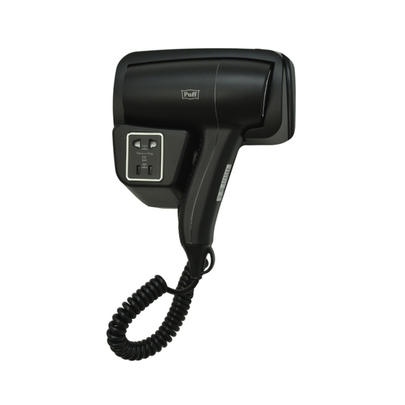 Фен настенный  Puff-1201BlB (с розеткой) сбоку