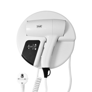 Фен настенный Puff-1202B (с розеткой для бритвы) сбоку с креплением
