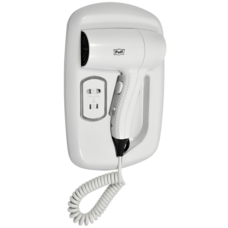 Фен настенный Puff-1203B (с розеткой для бритвы)