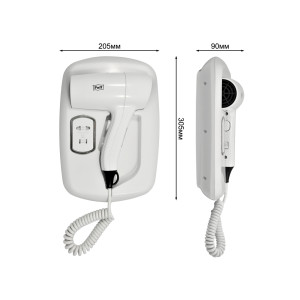 Фен настенный Puff-1203B (с розеткой для бритвы) характеристики