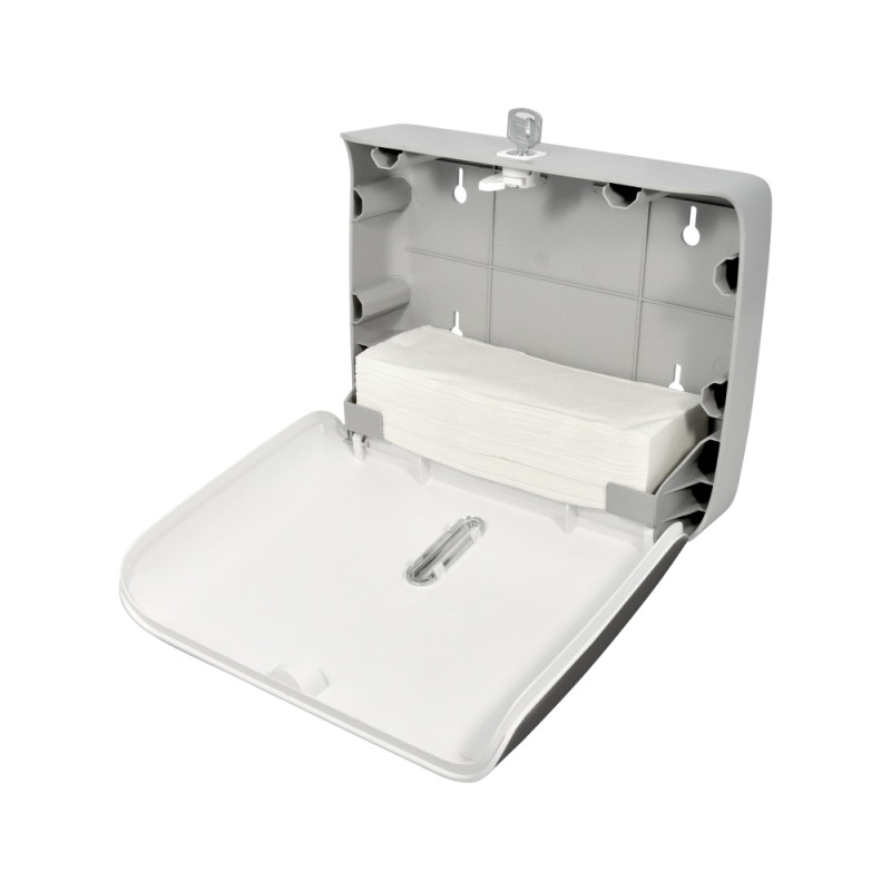 Диспенсер для бумажных полотенец  Puff-5145Bl черный сзади с полотенцами