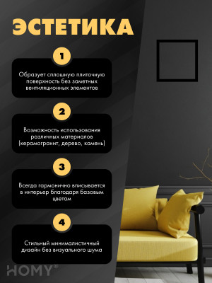 Вентиляционная решетка с вентилятором HOMY AIR PRO APS125BMH 25x25 с маяком эстетика