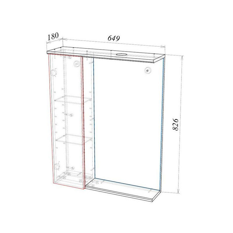 Шкаф с зеркалом Garda Marko-3 650L Шн_з_1дв_650L_Marko схема