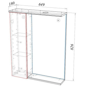 Шкаф с зеркалом Garda Marko-3 650L Шн_з_1дв_650L_Marko схема