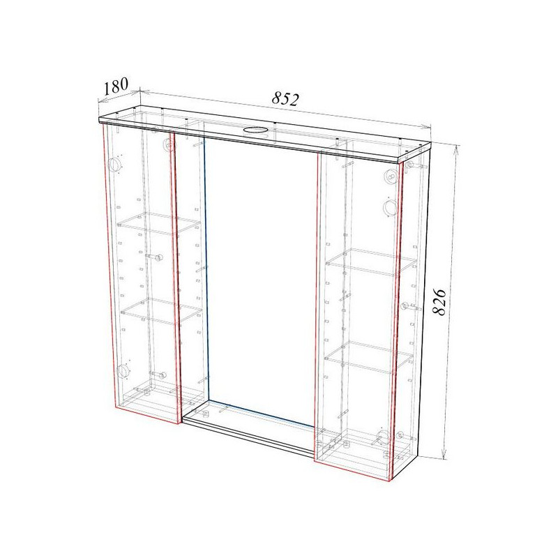 Шкаф с зеркалом Garda Marko-4 850 Шн_з_2дв_850_Marko схема