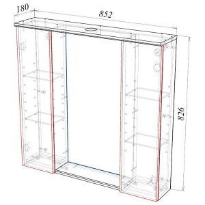 Шкаф с зеркалом Garda Marko-4 850 Шн_з_2дв_850_Marko схема