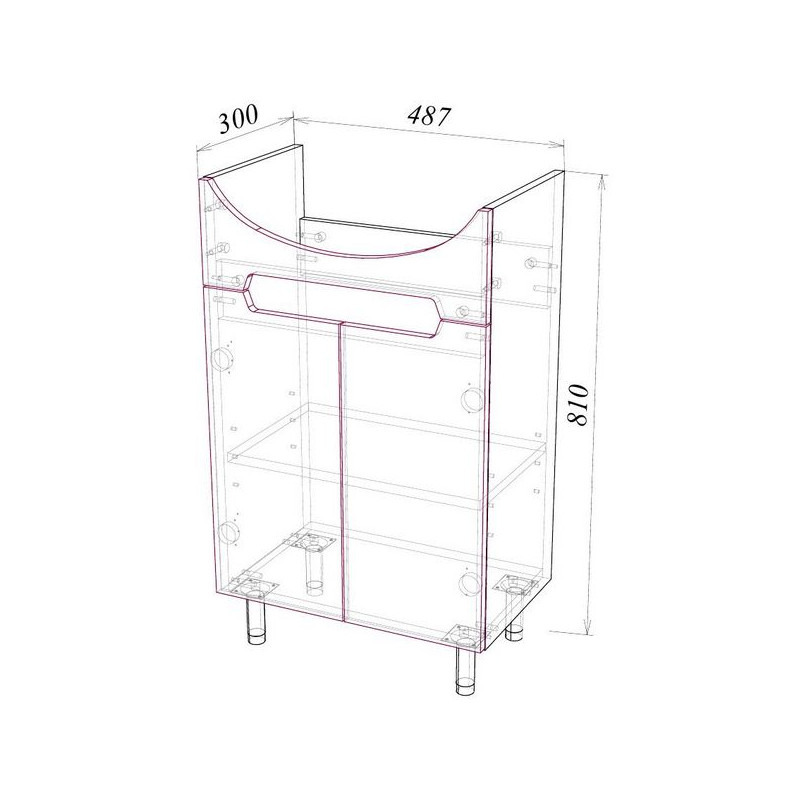 Тумба под умывальник Garda Marko-7 500 Т_ум_2дв_500_Marko схема