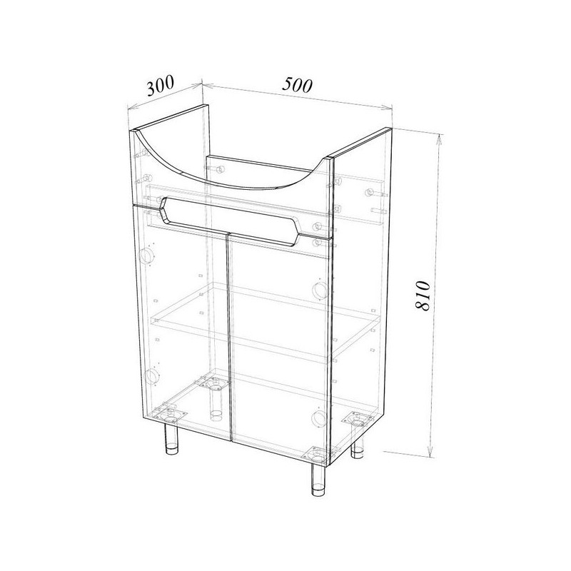 Тумба под умывальник Garda Marko-8 550 Т_ум_2дв_550_Marko схема