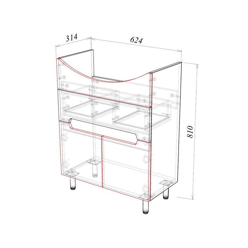 Тумба под умывальник Garda Marko-13 650 Т_ум_1ящ_2дв_650_Marko схема