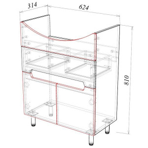 Тумба под умывальник Garda Marko-13 650 Т_ум_1ящ_2дв_650_Marko схема