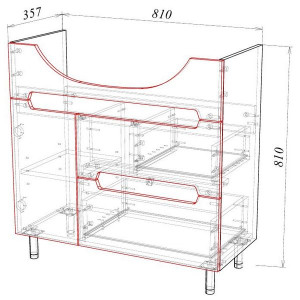 Тумба под умывальник Garda Marko-32 850 Т_ум_2ящ_1дв_850_Marko схема