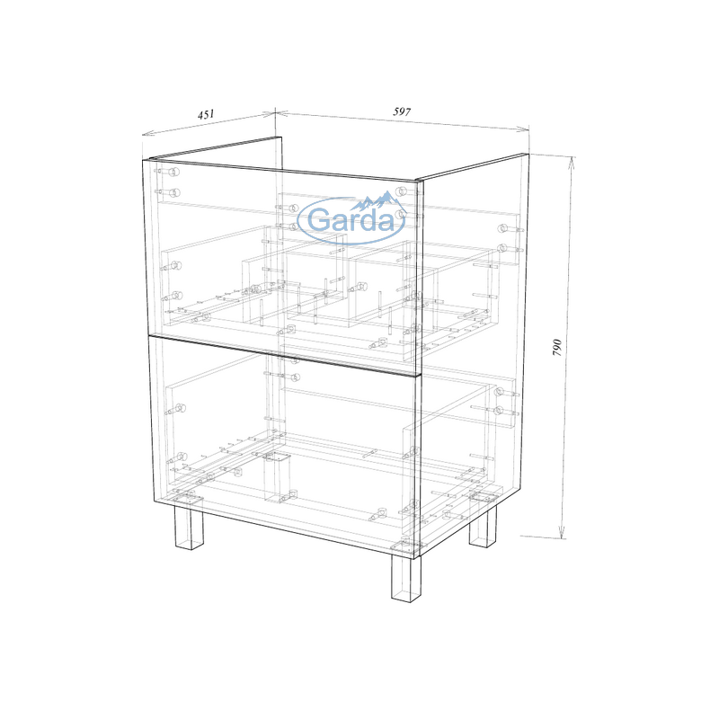 Тумба под умывальник Garda Grado58_600 26.58.600 схема