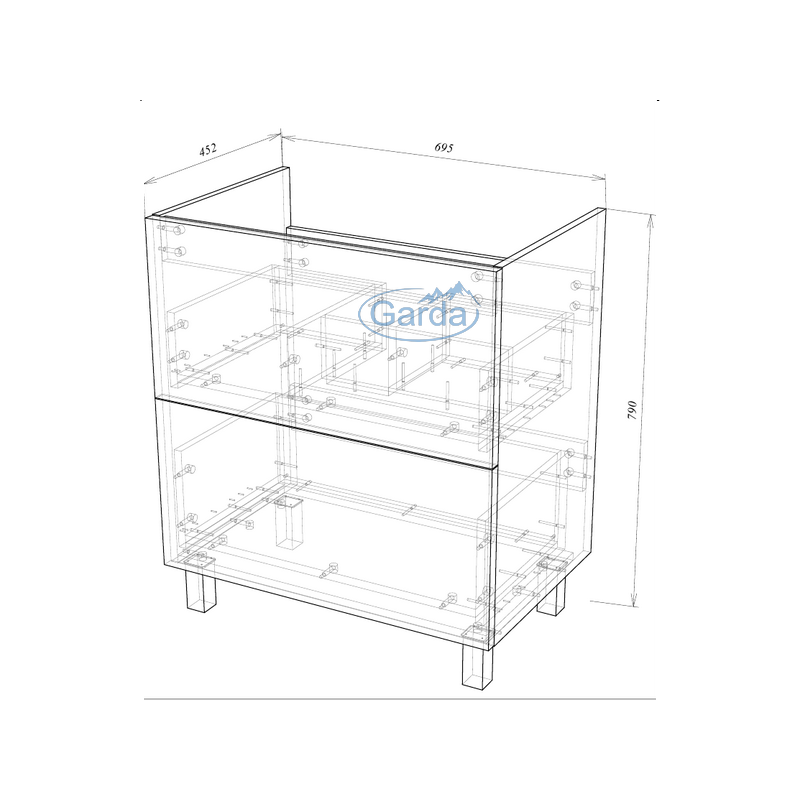 Тумба под умывальник Garda Grado58_700 26.58.700 схема