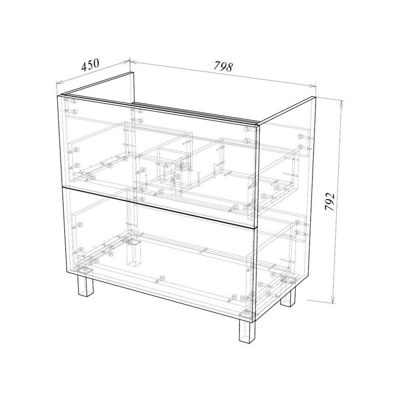 Тумба под умывальник Garda Grado58_800 26.58.800 схема